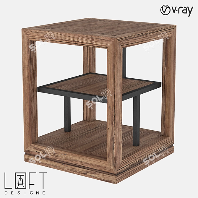 LoftDesign Nightstand 7178: Stylish Wood and Metal Construction 3D model image 1