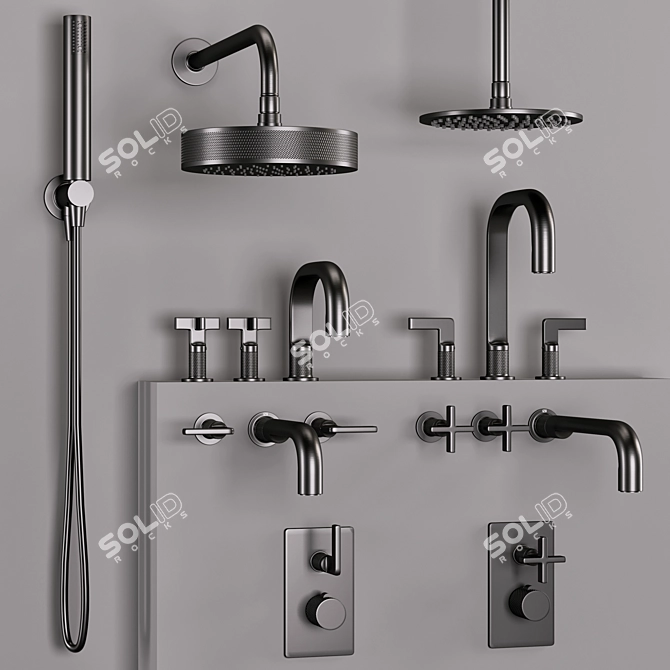 Gessi Inciso Bathroom Faucet Set 3D model image 2
