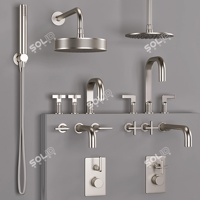 Gessi Inciso Bathroom Faucet Set 3D model image 3