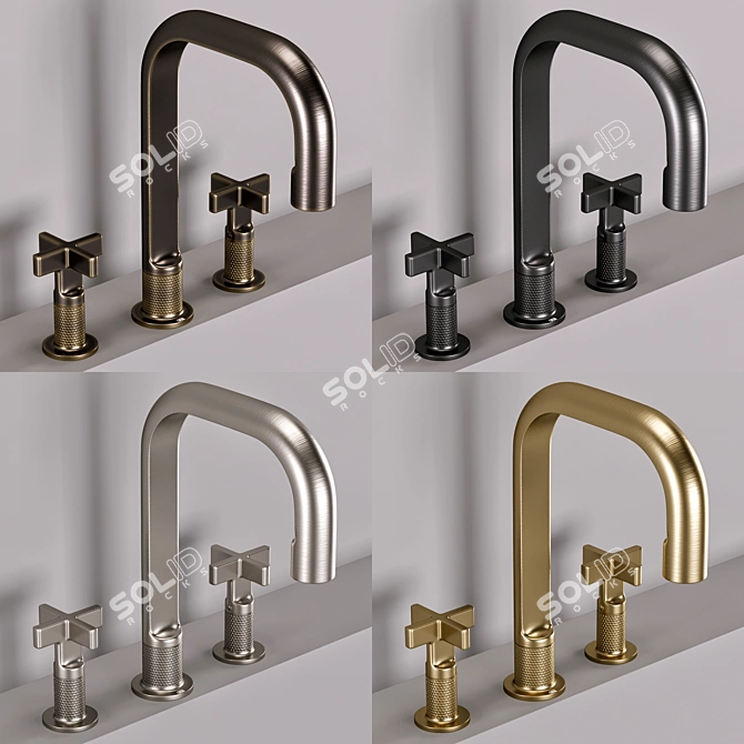 Gessi Inciso Bathroom Faucet Set 3D model image 5