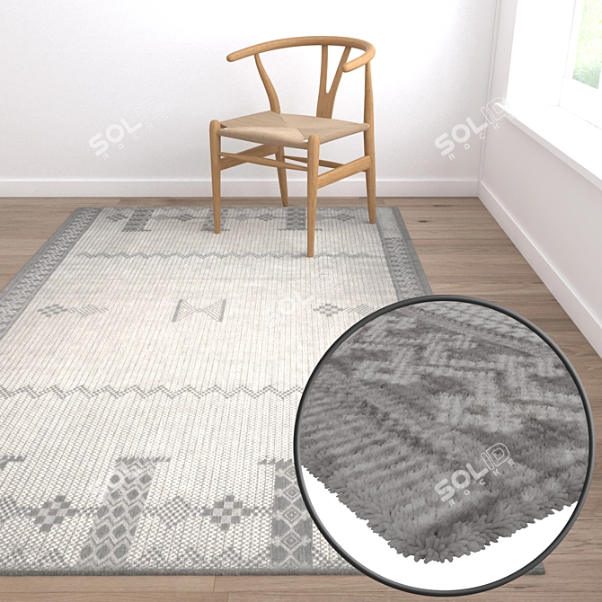 Luxury Set of 3 High-Quality Carpets 3D model image 5