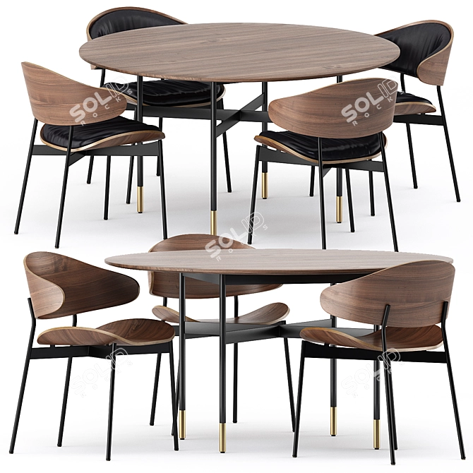 Sleek Harri Table & Elegant Luz Chair 3D model image 1