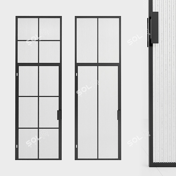 Modern Glass Door Partition 3D model image 1