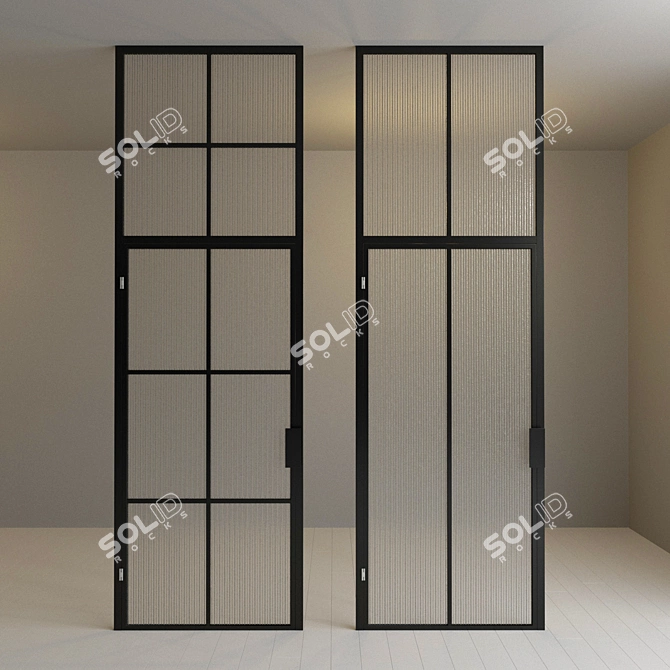 Modern Glass Door Partition 3D model image 2