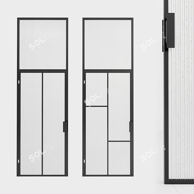 Modular Glass Partition: Versatile Design, Metal Frame 3D model image 1