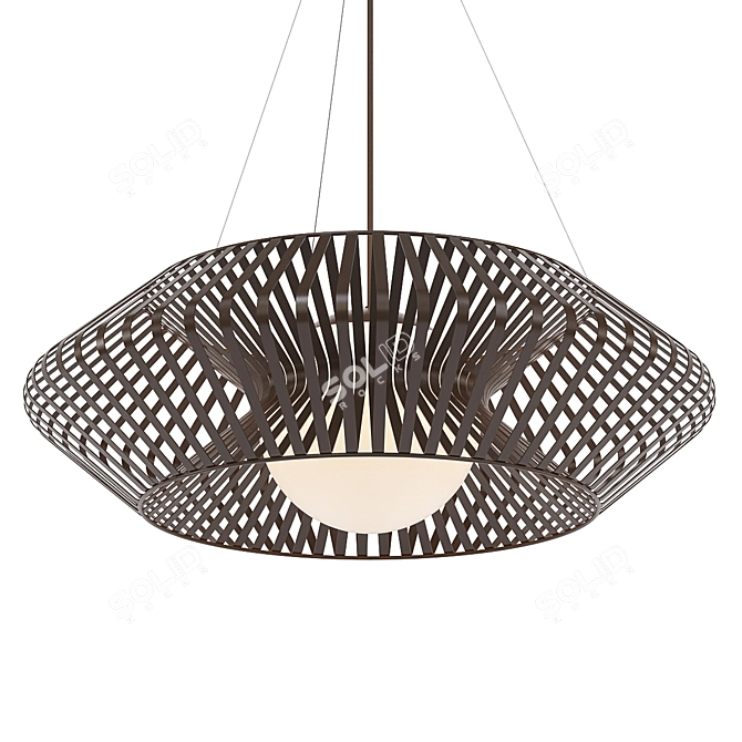 Sleek Black Modern Chandelier 3D model image 1