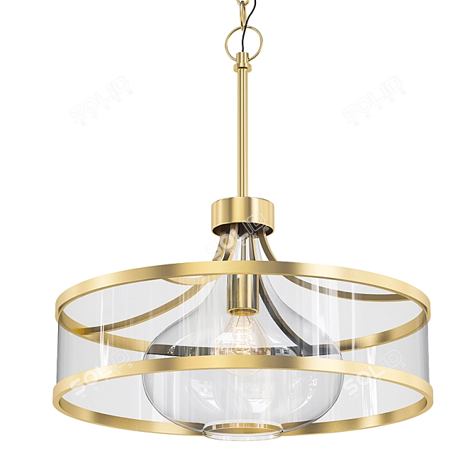 Warm Antique Brass Pendant Light 3D model image 1