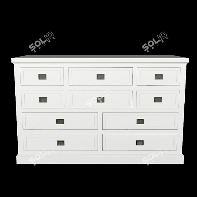 Oxford 10-Drawer Chest 3D model image 1