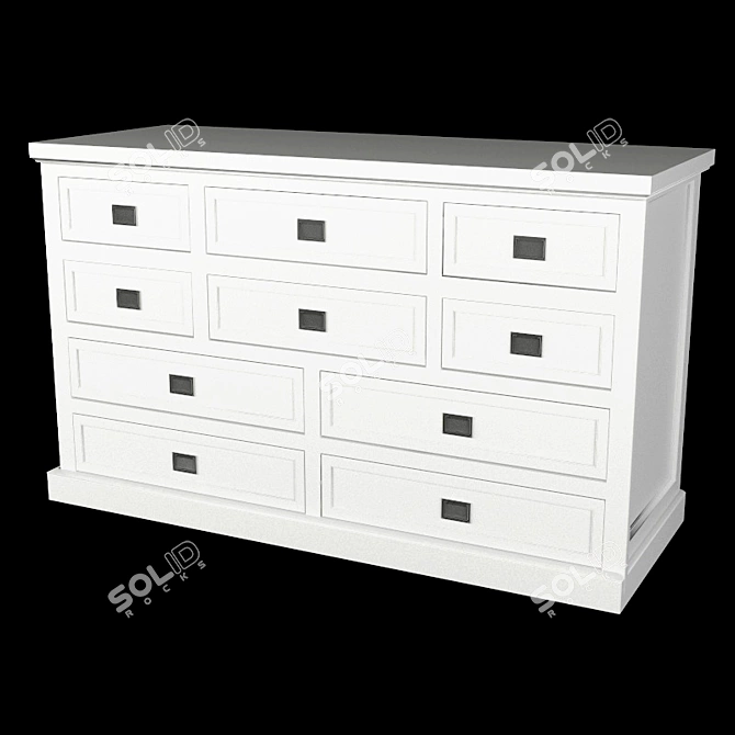 Oxford 10-Drawer Chest 3D model image 2