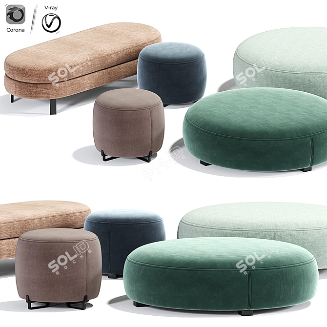 Elegant Poliform New York Pouf 3D model image 2