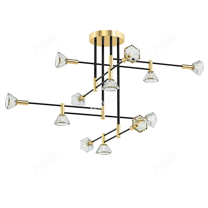 Elegant Glass Pendant Chandelier 3D model image 1