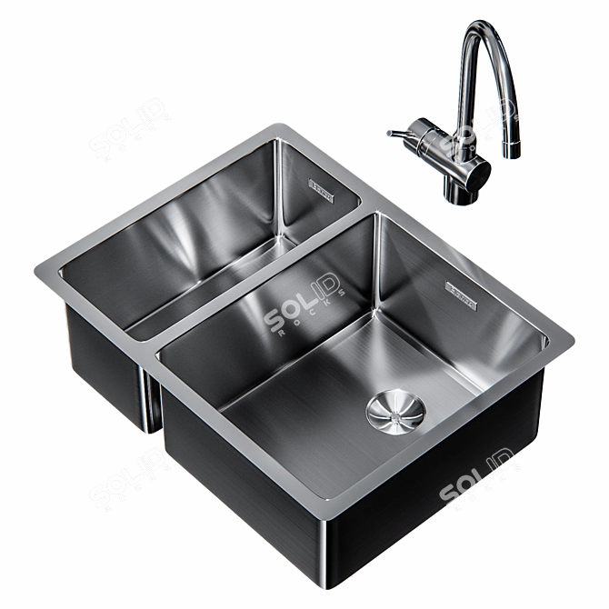 BLANCO Andano 340/180-U: Stylish Undermount Kitchen Sink 3D model image 1