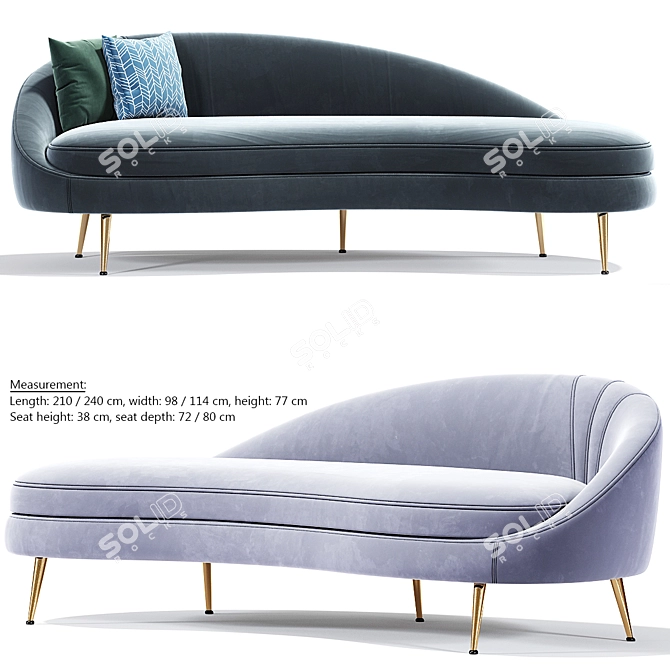 Elegant Sand Curve Sofa 3D model image 2