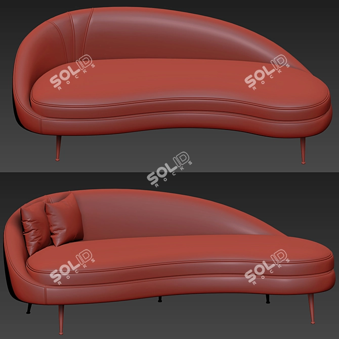 Elegant Sand Curve Sofa 3D model image 3
