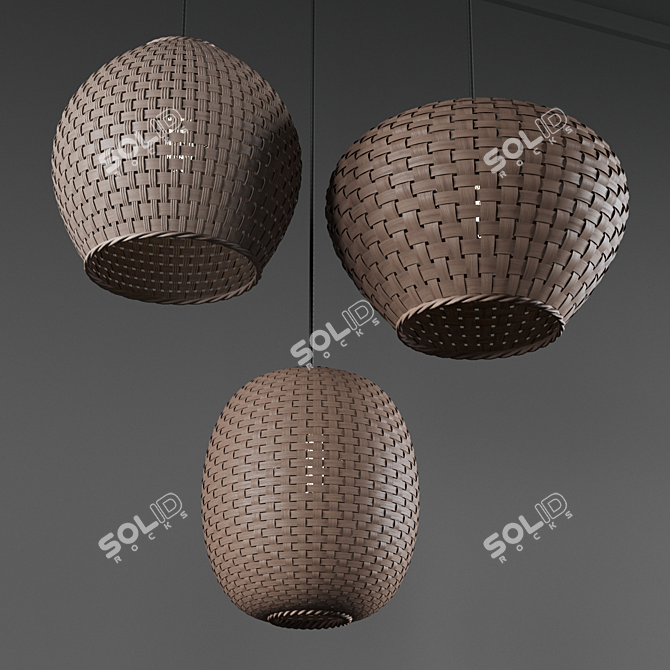 Wicker Pendant Lights Set 3D model image 4