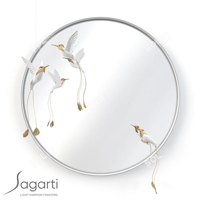 Elegant Alba Wall Mirror with Decorative Elements 3D model image 2