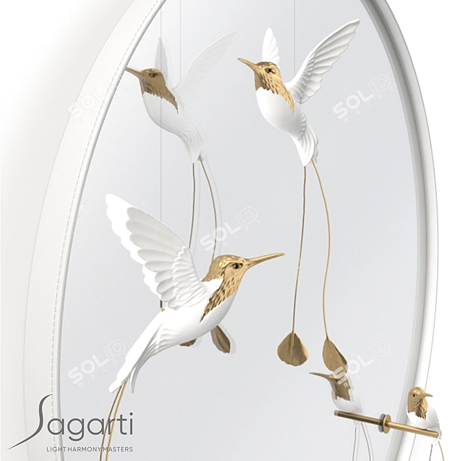 Elegant Alba Wall Mirror with Decorative Elements 3D model image 4