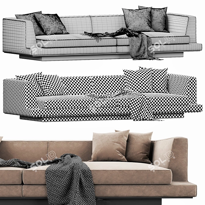 Luxurious B&B Italia Aurae 2 Sofa 3D model image 3