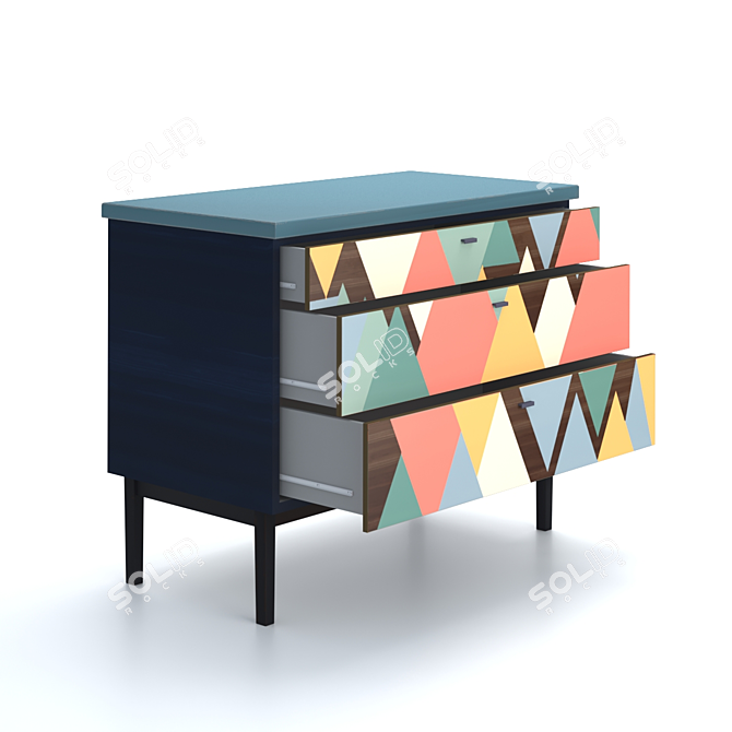 Geometric Wood Dresser 3D model image 2