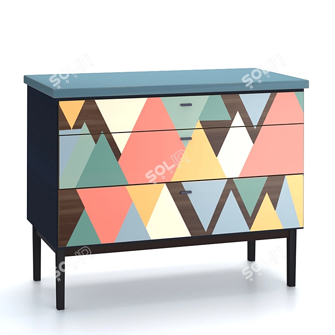 Geometric Wood Dresser 3D model image 3