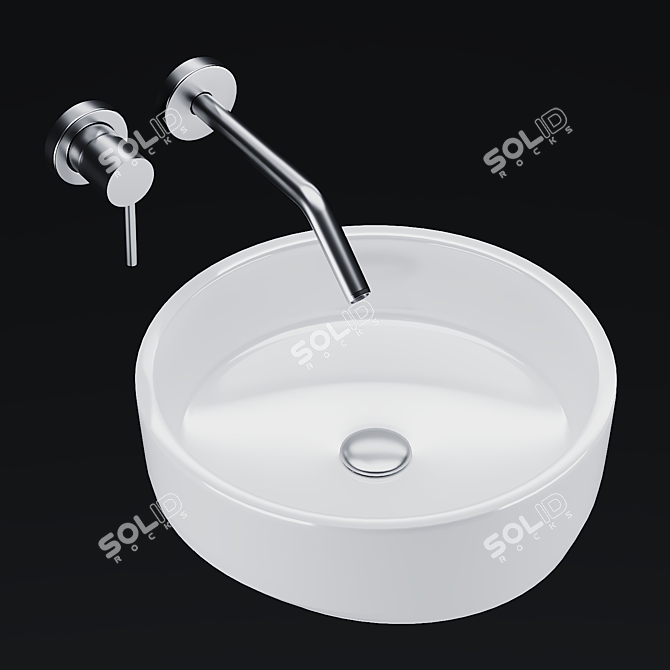 Elegant Washbasin with Faucet 3D model image 2