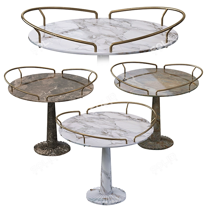 Elegant Postmodern Iron Side Table 3D model image 1