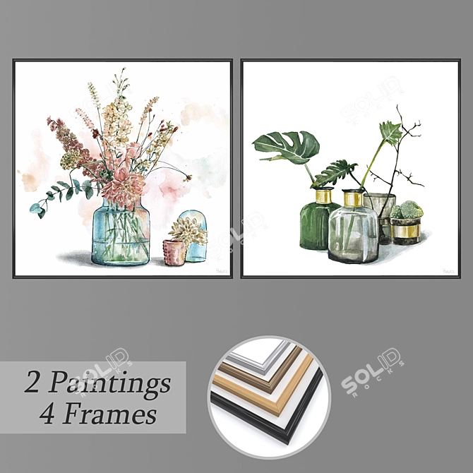 Artistic Wall Paintings Set 3D model image 1