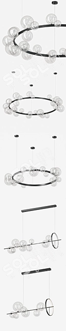 Skandi Iona Pendant Light Set: Circle & Horizontal Designs 3D model image 2