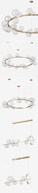 Skandi Iona Pendant Light Set: Circle & Horizontal Designs 3D model image 3