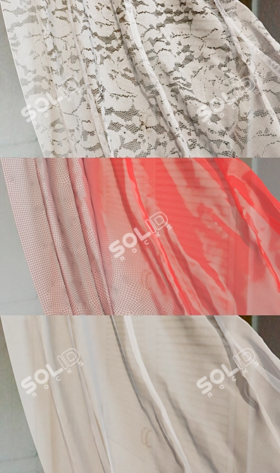 Breezy Elegance Curtain 3D model image 3