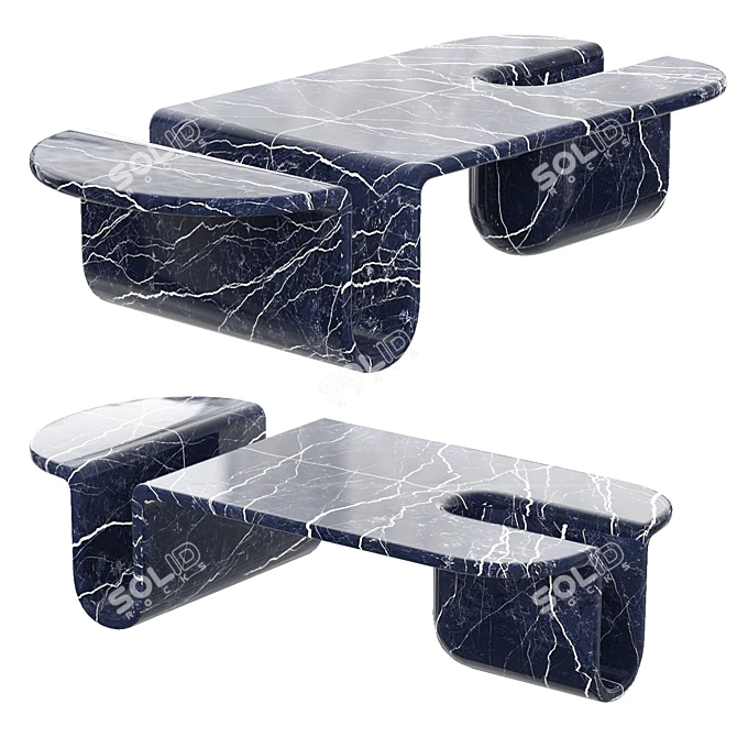 Marble Coffee Table: Bonnie & Clyde 3D model image 1