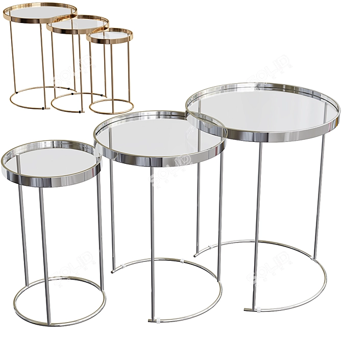 Sleek Silver Nesting Tables 3D model image 1