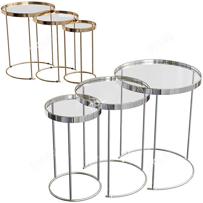 Sleek Silver Nesting Tables 3D model image 2