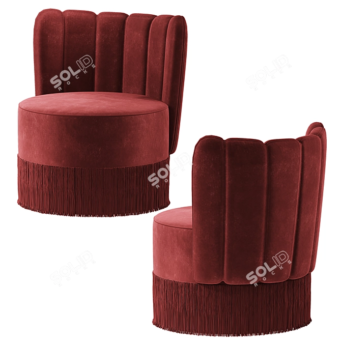 Velvet Fringe Armchair: Adjustable Elegance 3D model image 1