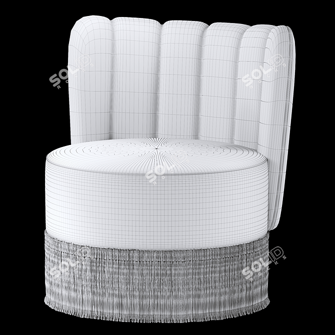 Velvet Fringe Armchair: Adjustable Elegance 3D model image 2