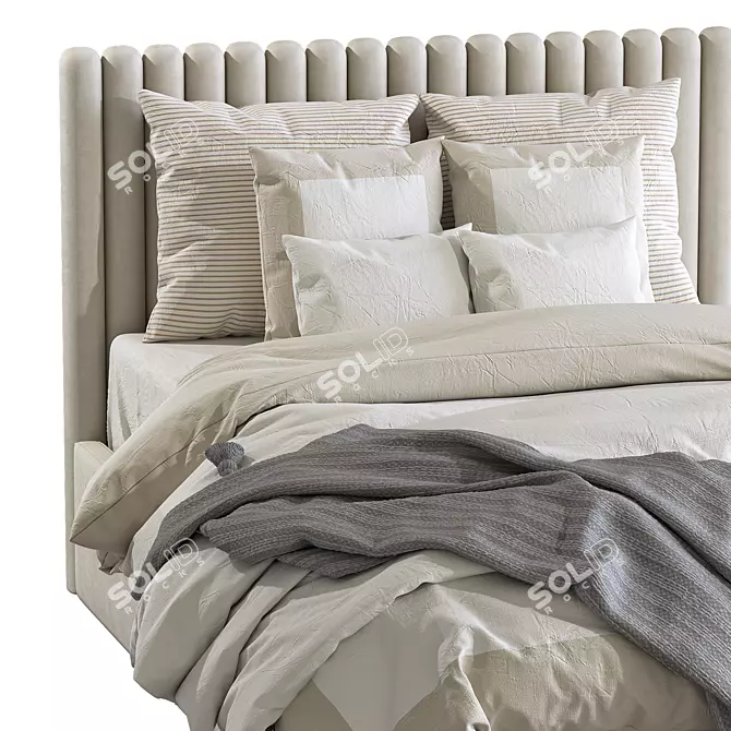 Title: Soft Headboard Bed in 5 Colors 3D model image 4