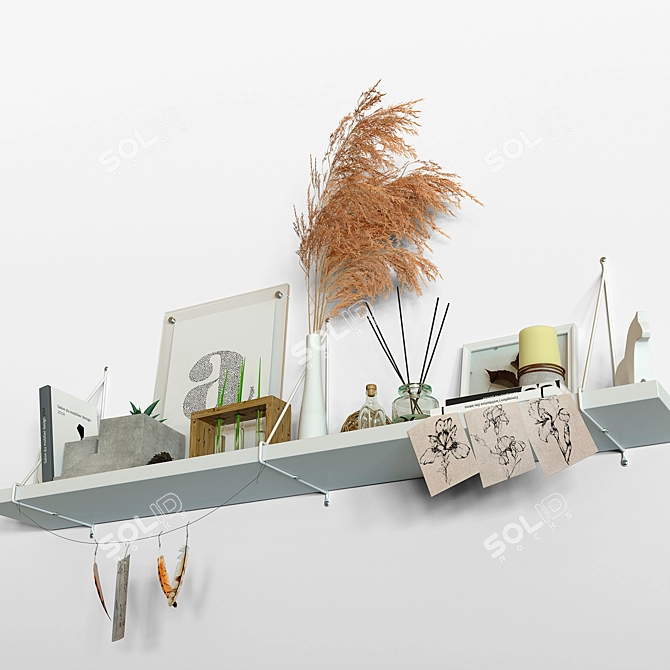 Modern Floating Shelf 1200x200mm 3D model image 3