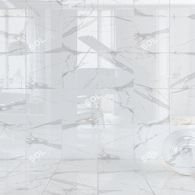 Royal Marble White Wall Tiles 3D model image 1