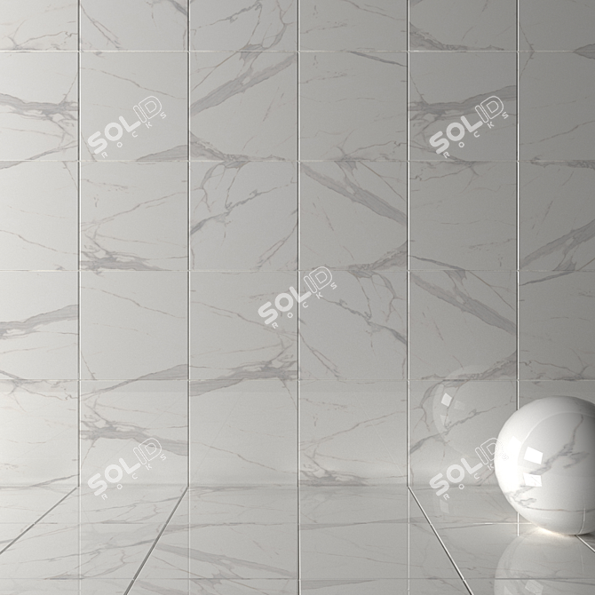Royal Marble White Wall Tiles 3D model image 2