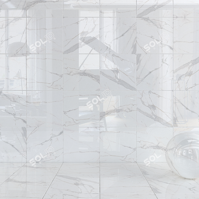 Royal Marble White Wall Tiles Set 3D model image 1