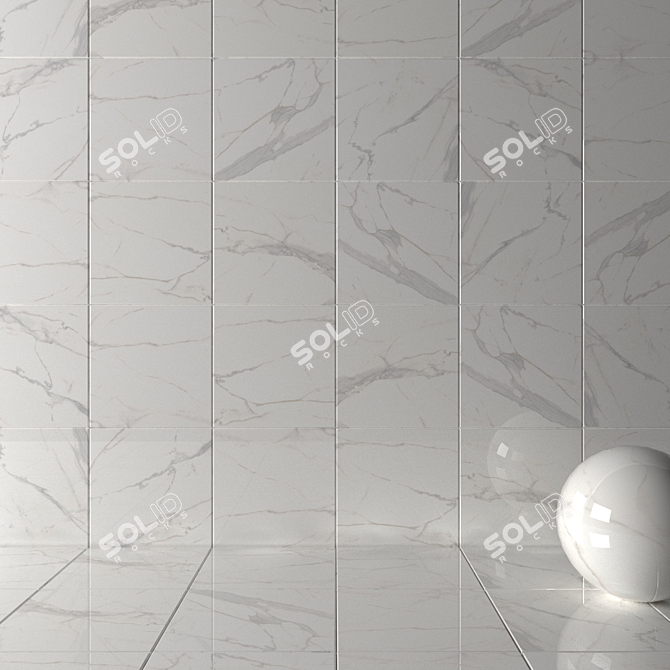 Royal Marble White Wall Tiles Set 3D model image 2