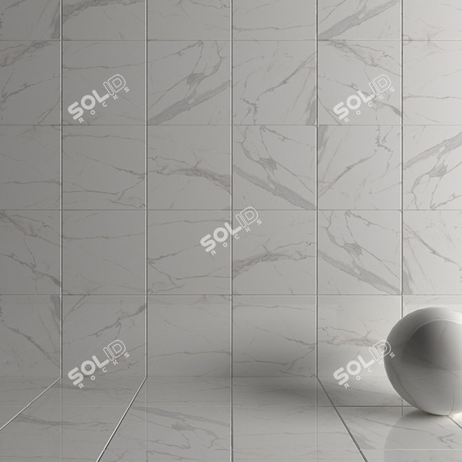 Royal Marble White Wall Tiles Set 3D model image 3