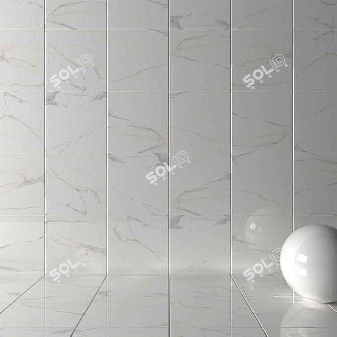 Royal Marble White Wall Tiles Set 4 3D model image 3