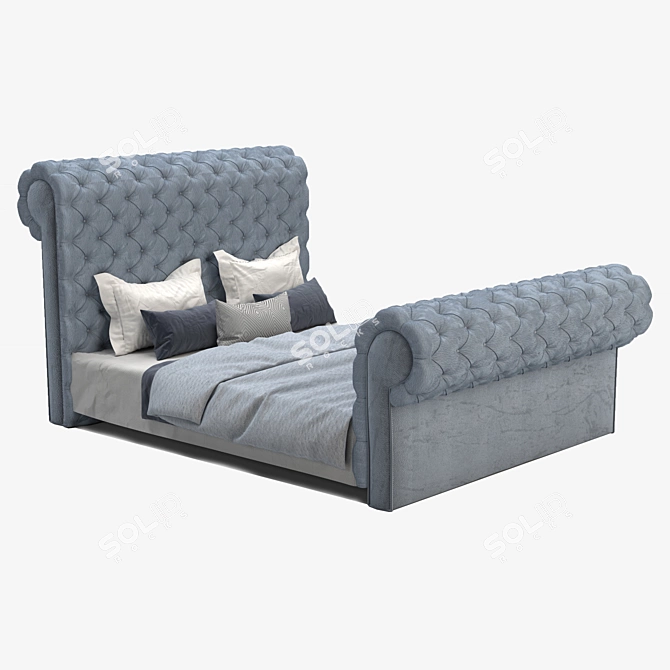 Elegant Classic 3D Bed 3D model image 2