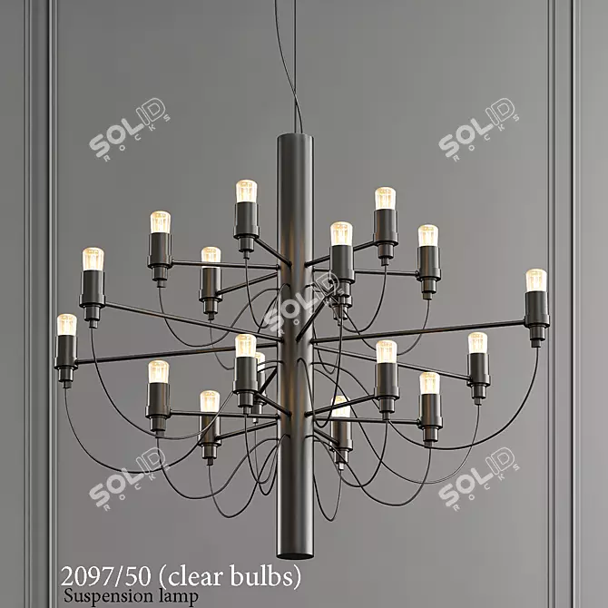 Contemporary Clear Bulb Chandelier 3D model image 1