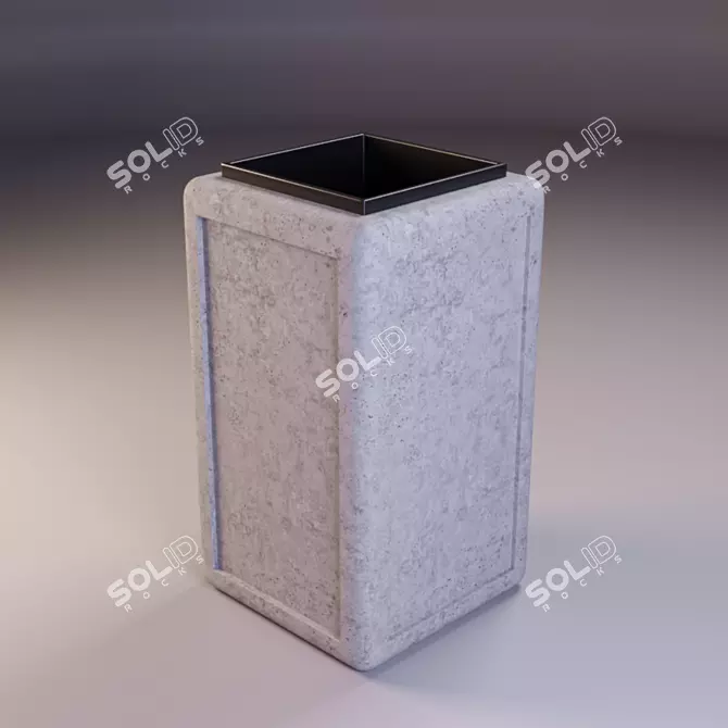 Metal and Concrete Street Urn 3D model image 1