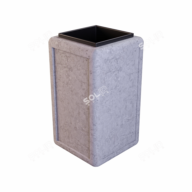 Metal and Concrete Street Urn 3D model image 3