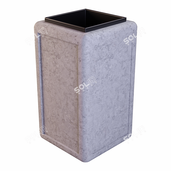 Metal and Concrete Street Urn 3D model image 5