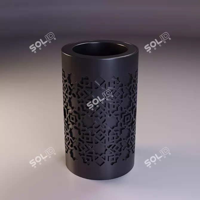 Metal Street Urn with Pattern 3D model image 1