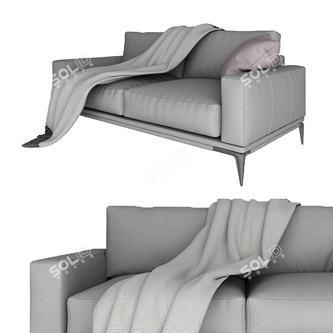 Cleveland Linen Sofa: Streamlined Mid-Century Modern Design 3D model image 2